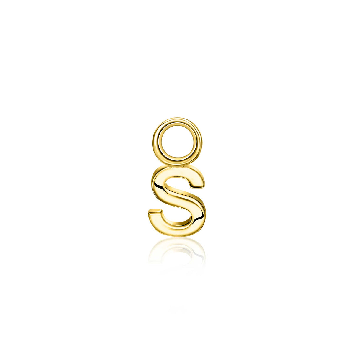 Orecchino in oro giallo placcato con forma di lettera "S".