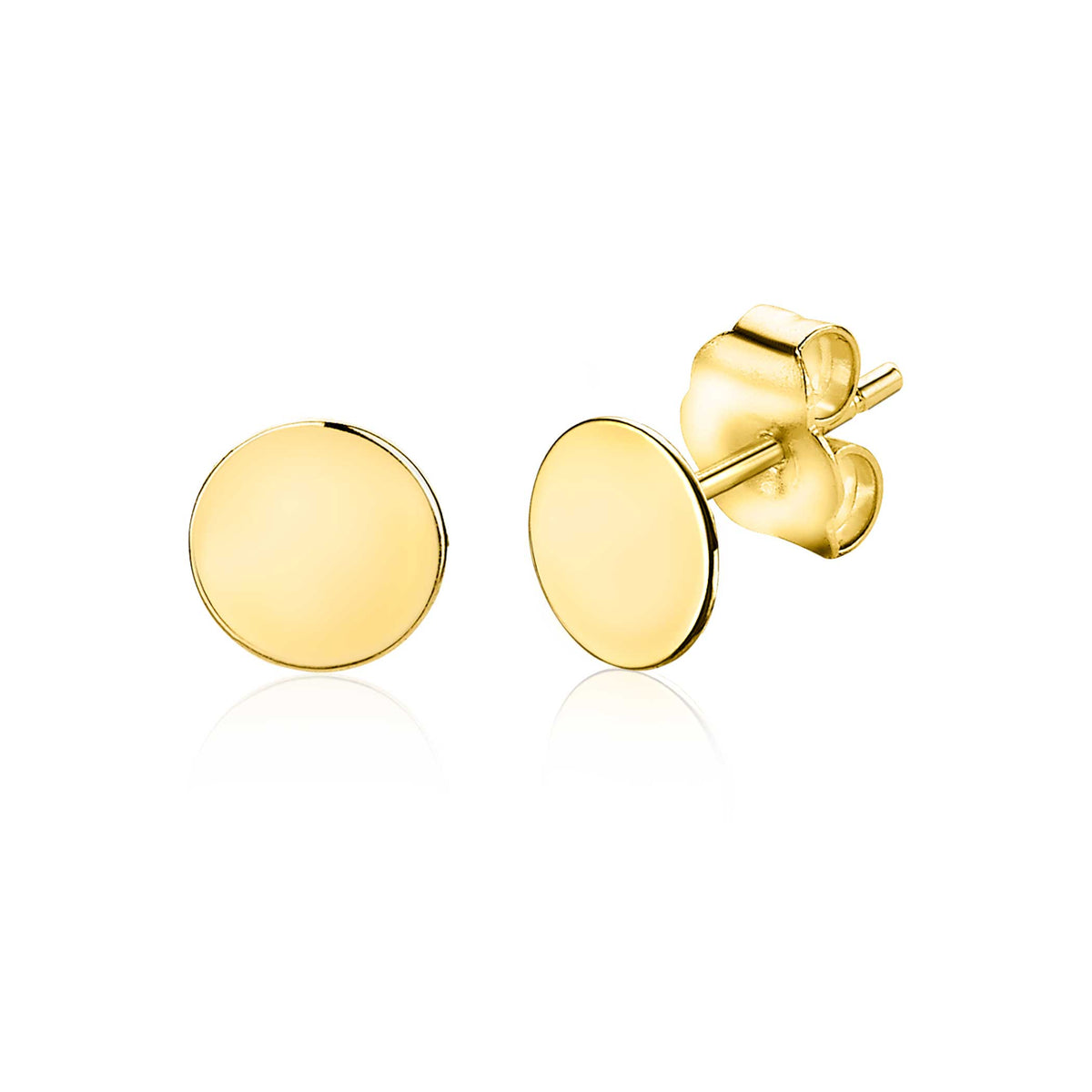 Orecchini in oro con forma rotonda e finitura lucida.