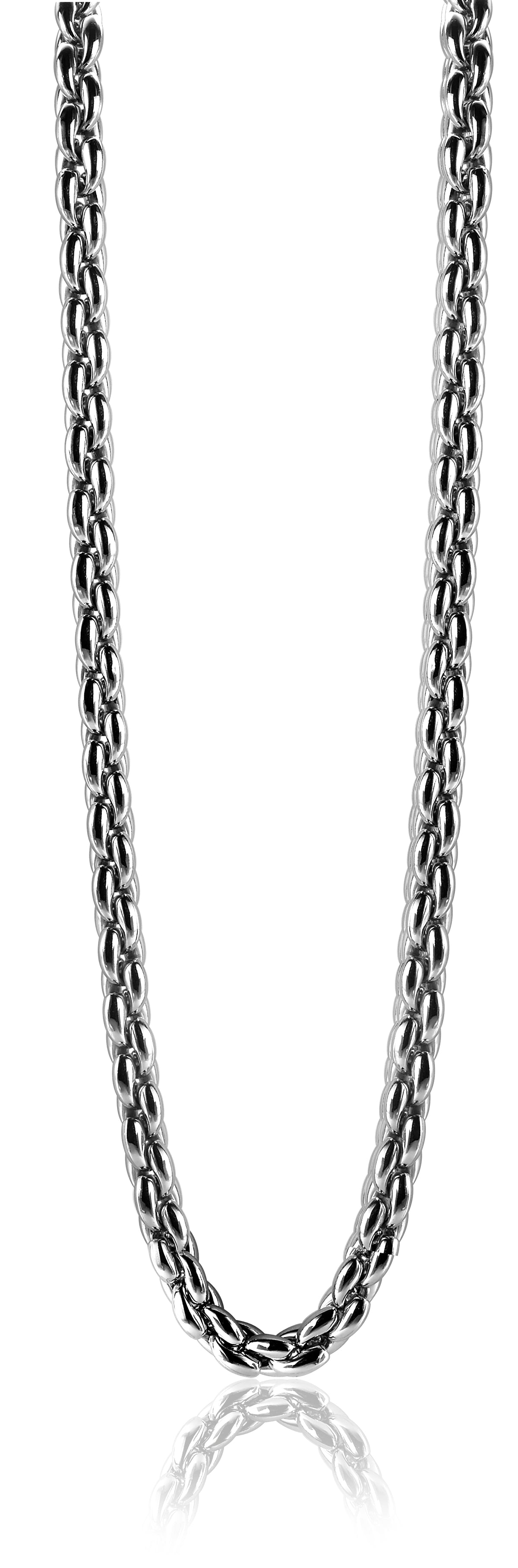 Collana in argento con maglia rolò lucida e design classico.