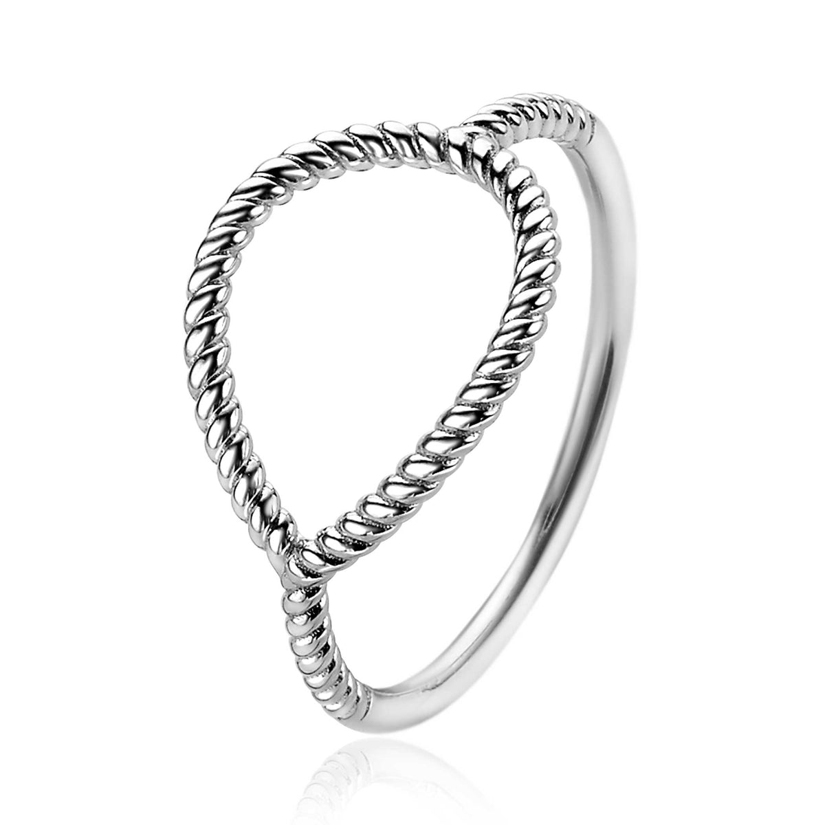 anello in argento con design intrecciato a forma di cuore