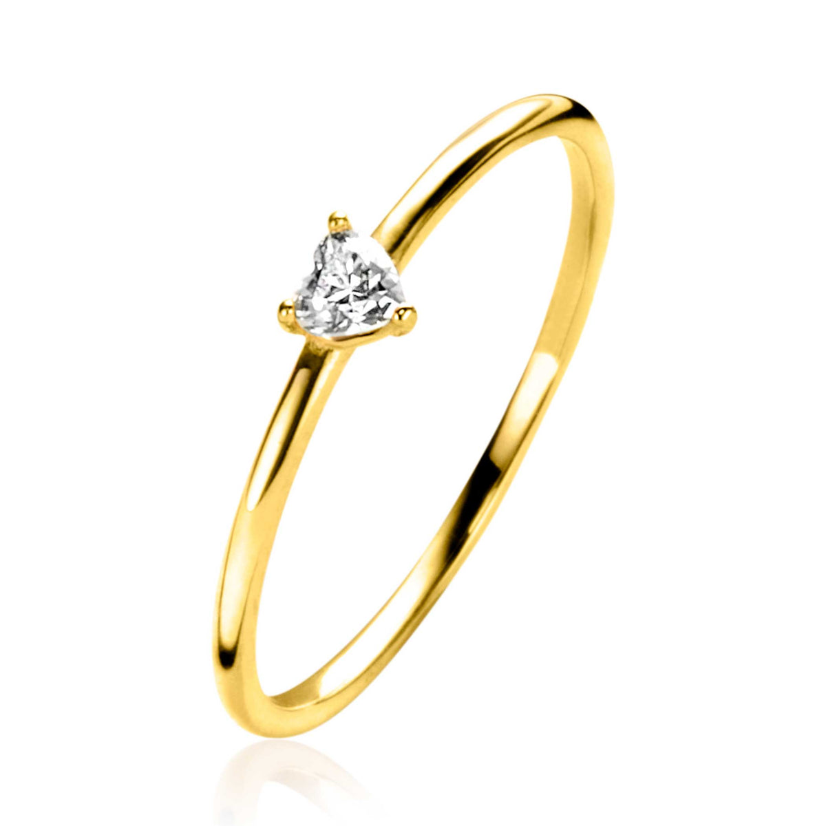 anello in oro con pietra a forma di cuore, finitura lucida