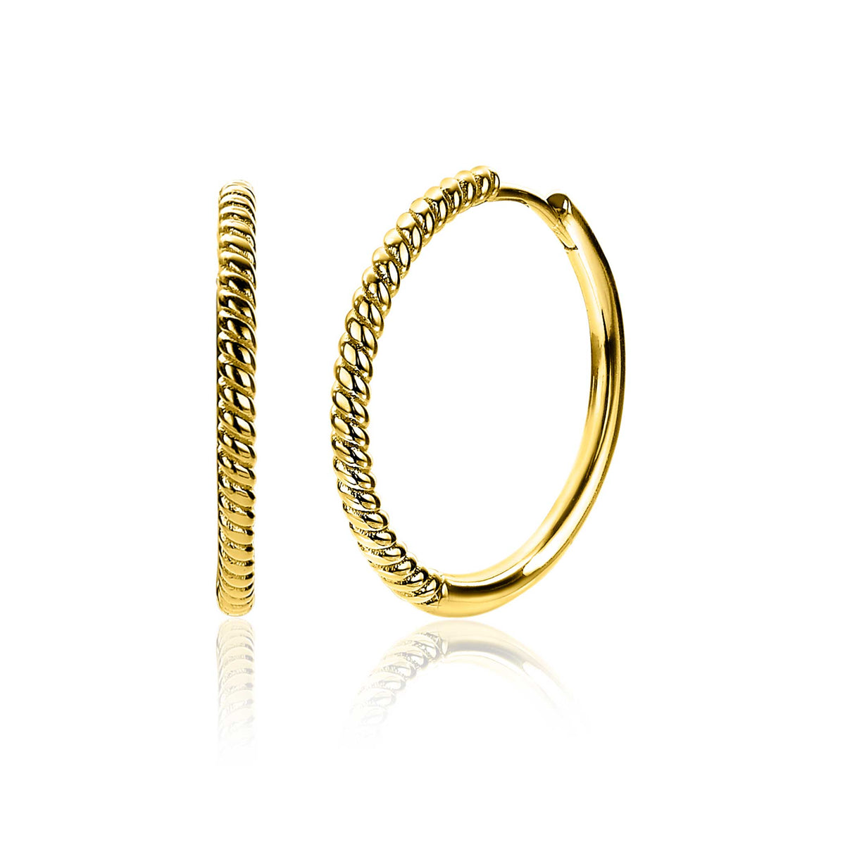 Orecchini alla creola placcati oro con design intrecciato.