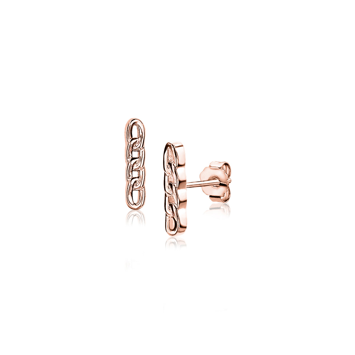 Orecchini in oro rosa placcato con design a catena.