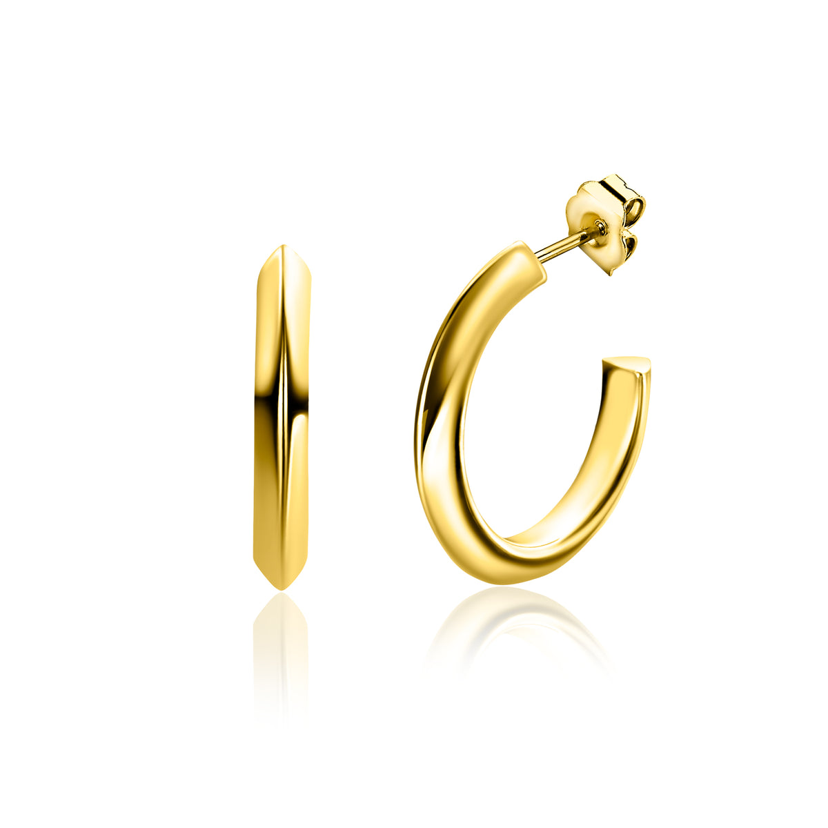 Orecchini alla creola placcati oro con finitura lucida e design semplice.