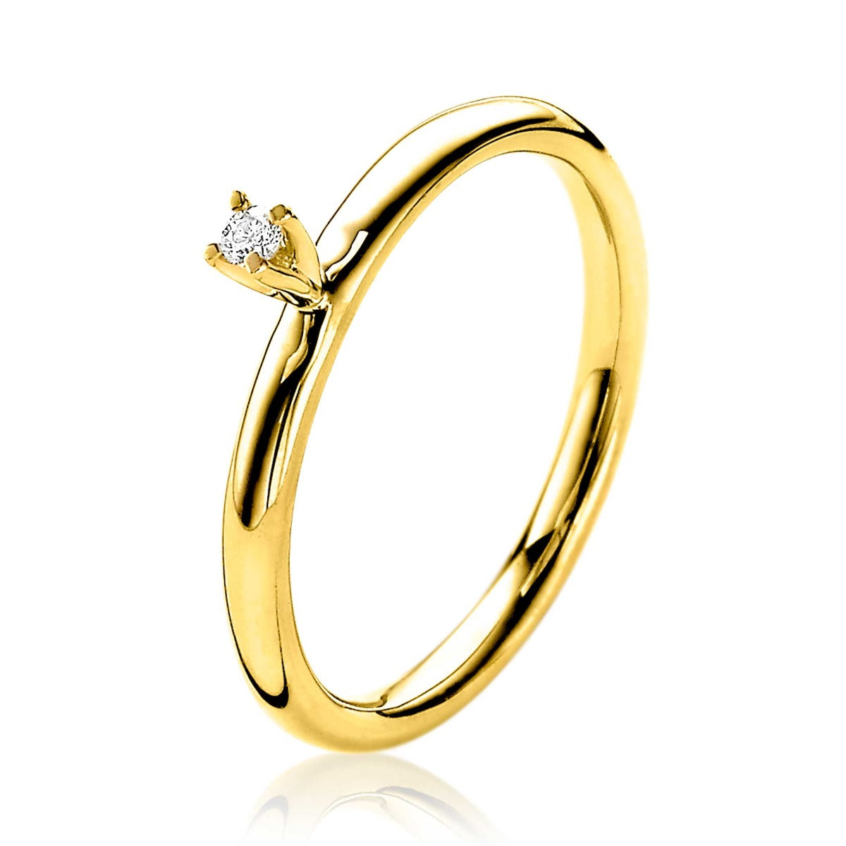 Anello in oro con un piccolo diamante incastonato.