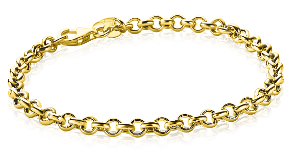 Bracciale in maglia rolò dorata con chiusura a moschettone.