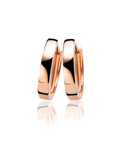 Orecchini placcati oro rosa con design elegante e superficie lucida.