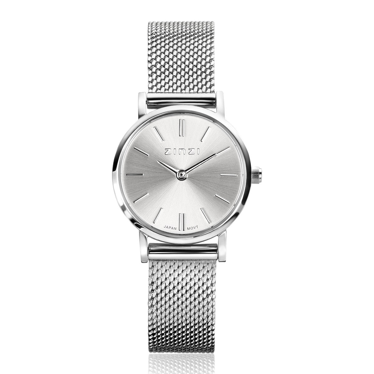 Orologio in acciaio color argento con quadrante lucido e cinturino a maglia rolò.